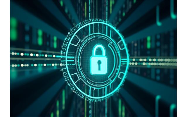Abstract depiction of digital security with intertwined lock icons and data streams, emphasizing encryption and data protection